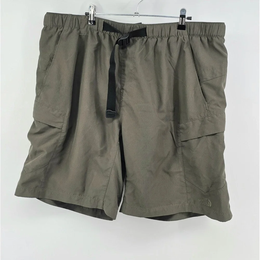 The North Face Hiking Cargo Shorts Size XL Mens Olive Green Belted Gorpcore